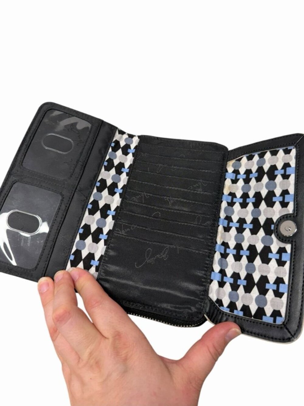 Vera Bradley Black Snakeskin Women's Wristlet Wallet Zip & Snap Closure - Picture 5 of 8